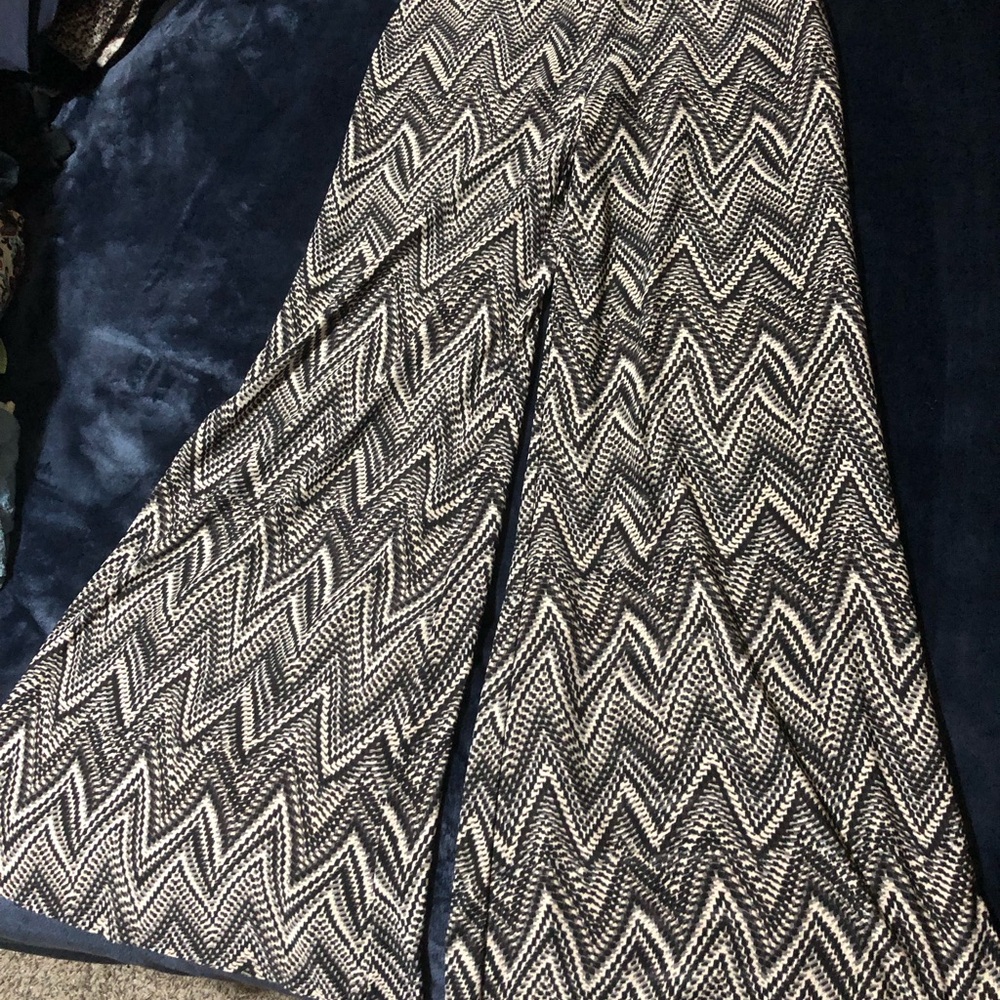 French Laundry Chevron Print Palazzo Pants Boho Wide Leg